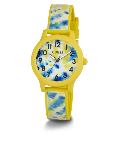 GUESS Kids Tie Dye Yellow Analog Watch
