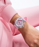 GW0438L7 GUESS Ladies Pink Clear Multi-function Watch  lifestyle watch on arm