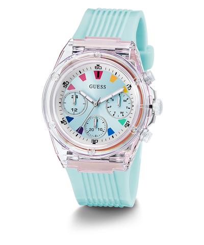 GW0438L8 GUESS Ladies Blue Clear Multi-function Watch angle