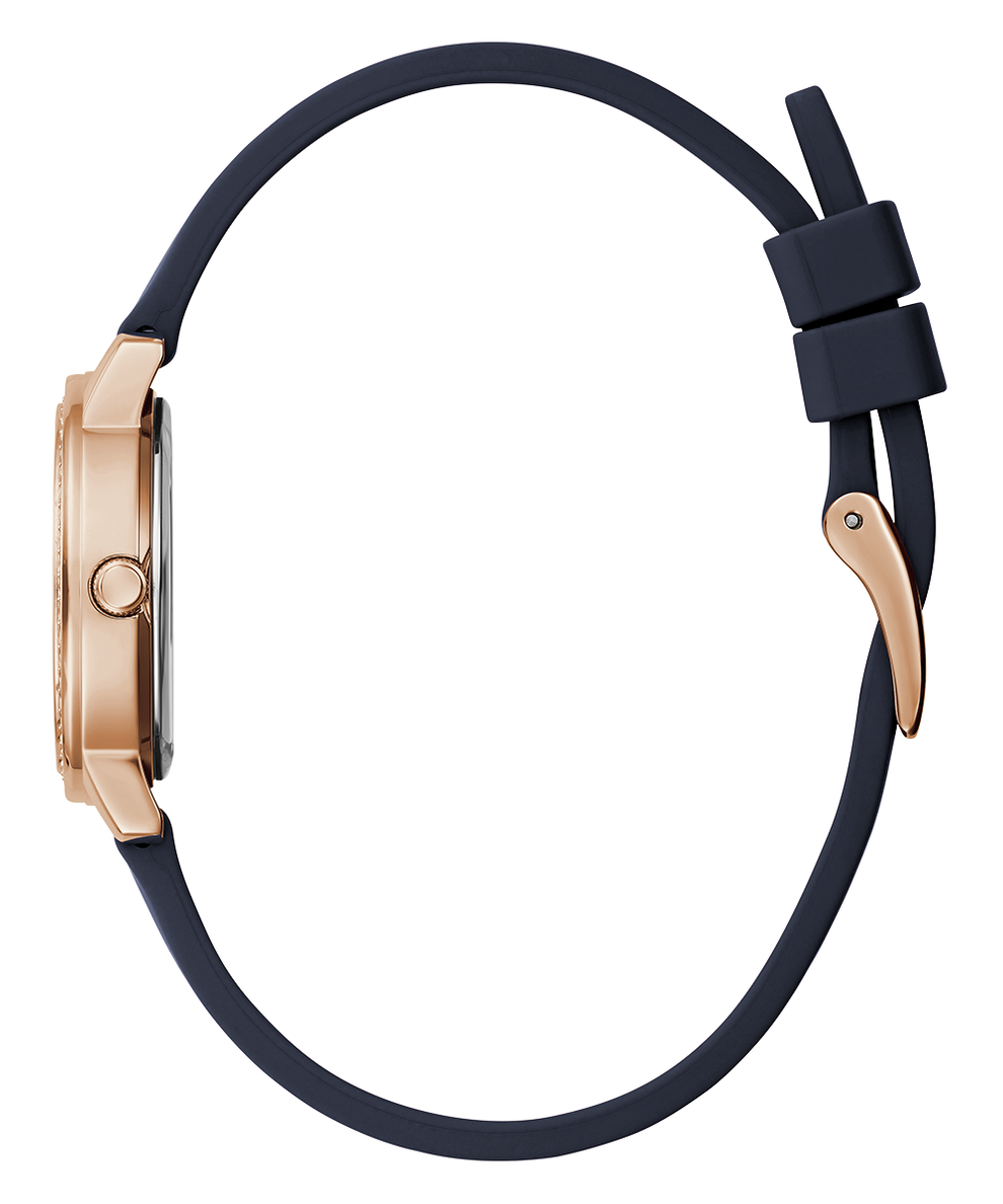 GUESS Ladies Navy Rose Gold Tone Analog Watch side view image