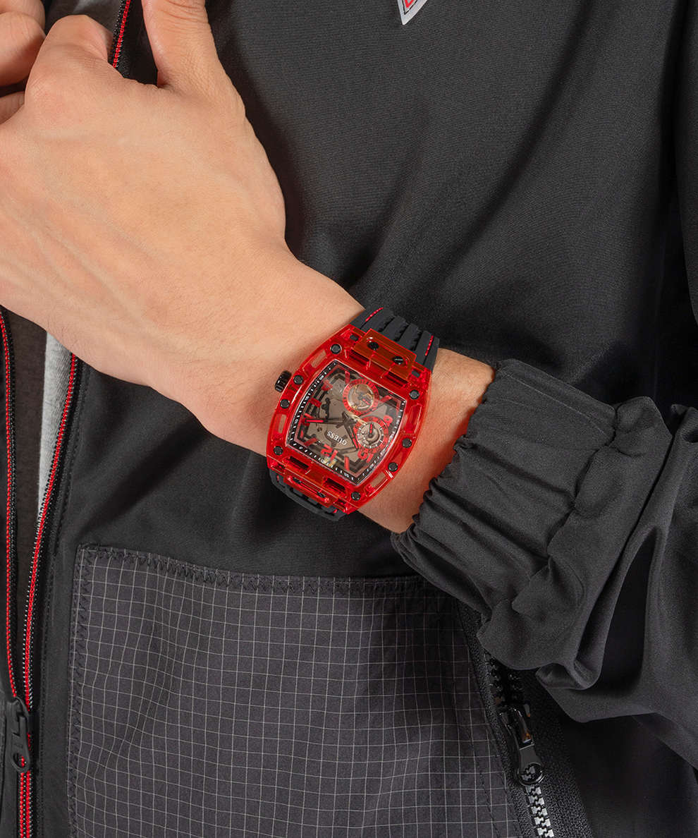 GW0499G4 GUESS Mens Black Red Multi-function Watch lifestyle