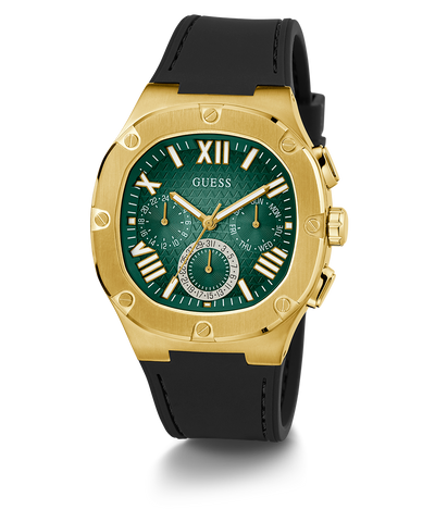 GUESS Mens Black Gold Multi-function Watch