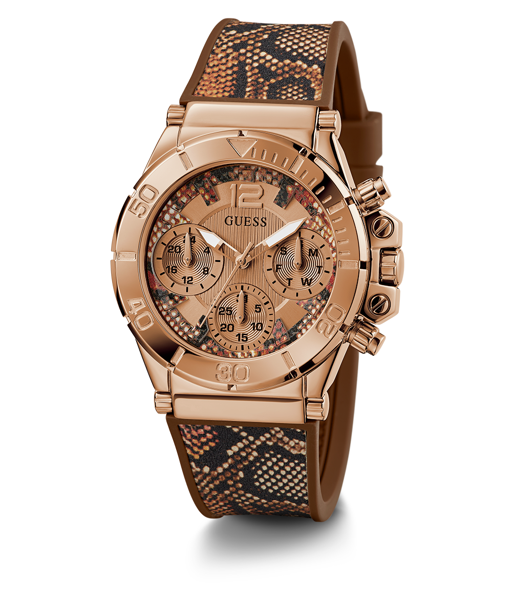 GUESS Women's Rose Gold-Tone and Denim Multifunction Watch - U1057L1 