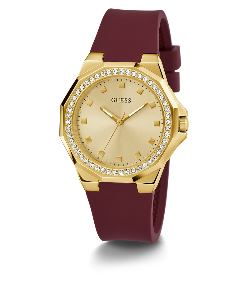 GUESS Ladies Red Gold Tone Analog Watch