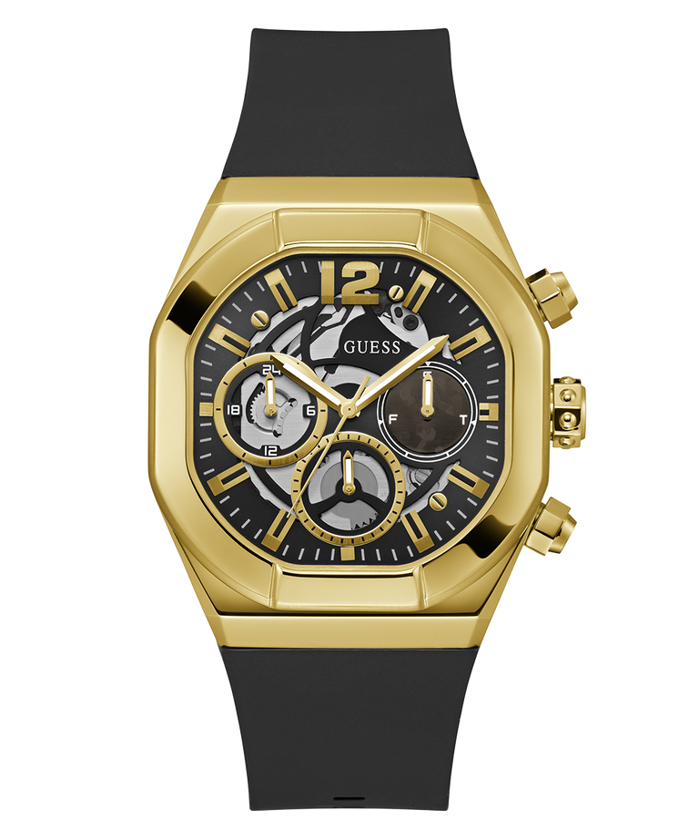 GW0638G1 GUESS Mens Black Gold Multi-function Watch
