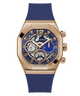 GW0638G2 GUESS Mens Blue Rose Gold Tone Multi-function Watch