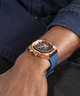 GW0638G2 GUESS Mens Blue Rose Gold Tone Multi-function Watch lifestyle watch on arm