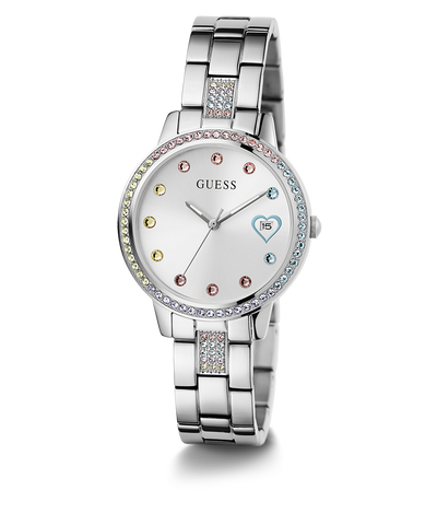 GW0657L1 GUESS Ladies Silver Tone Date Watch angle