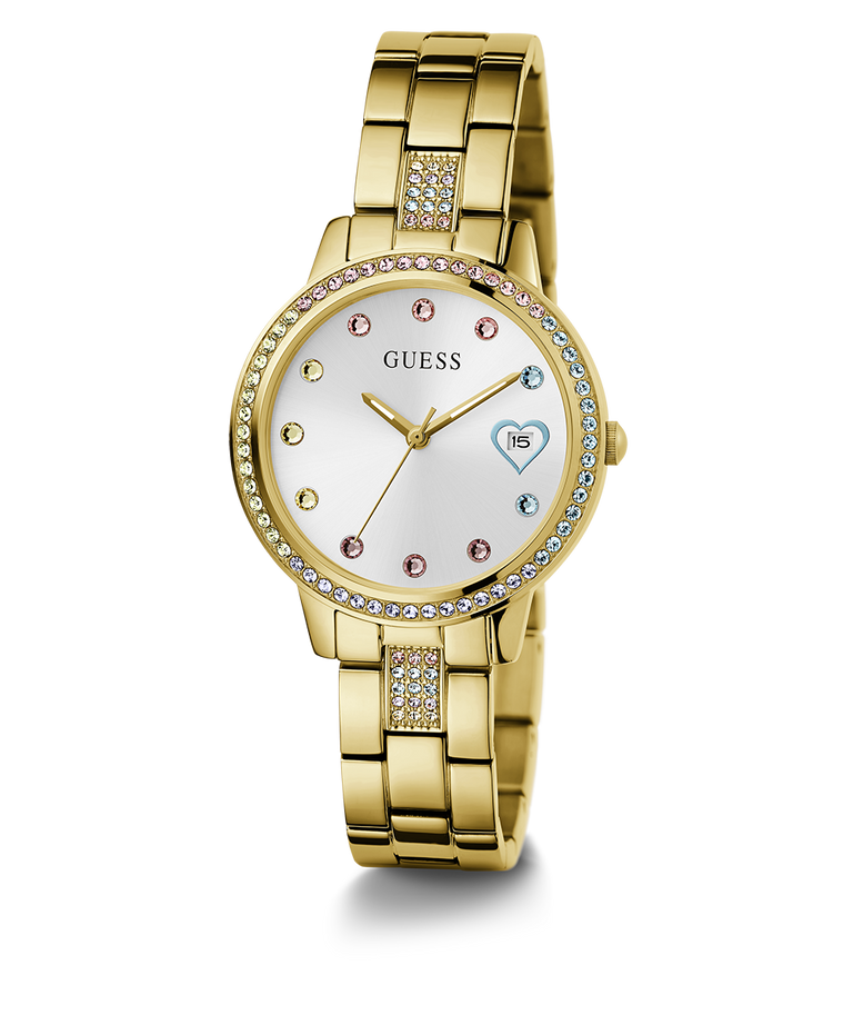 GW0657L2 GUESS Ladies Gold Tone Date Watch angle