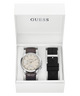 GUESS Mens Silver Tone Multi-function Watch Box Set