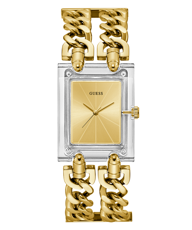 GUESS Ladies Gold Tone Clear Analog Watch