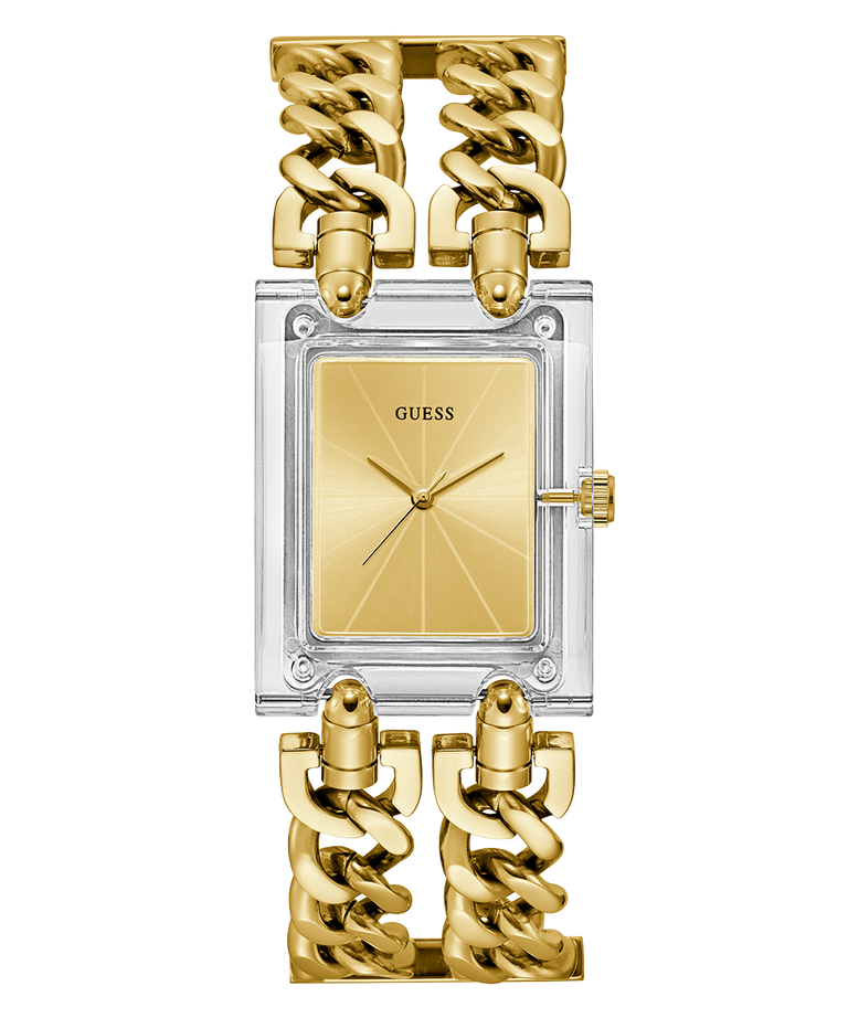 GUESS Ladies Gold Tone Clear Analog Watch