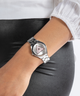 GW0675L1 GUESS Ladies Silver Tone Analog Watch lifestyle watch on arm