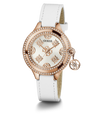 GW0684L4 GUESS Ladies White Rose Gold Tone Analog Watch angle