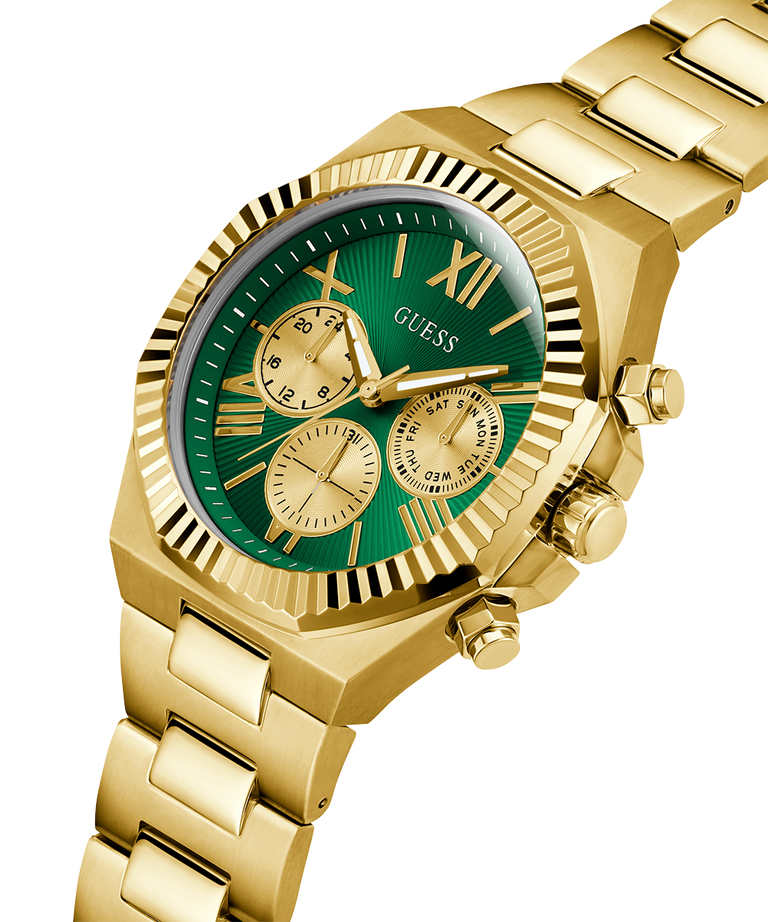 GW0703G2 GUESS Mens Gold Tone Multi-function Watch lifestyle angle