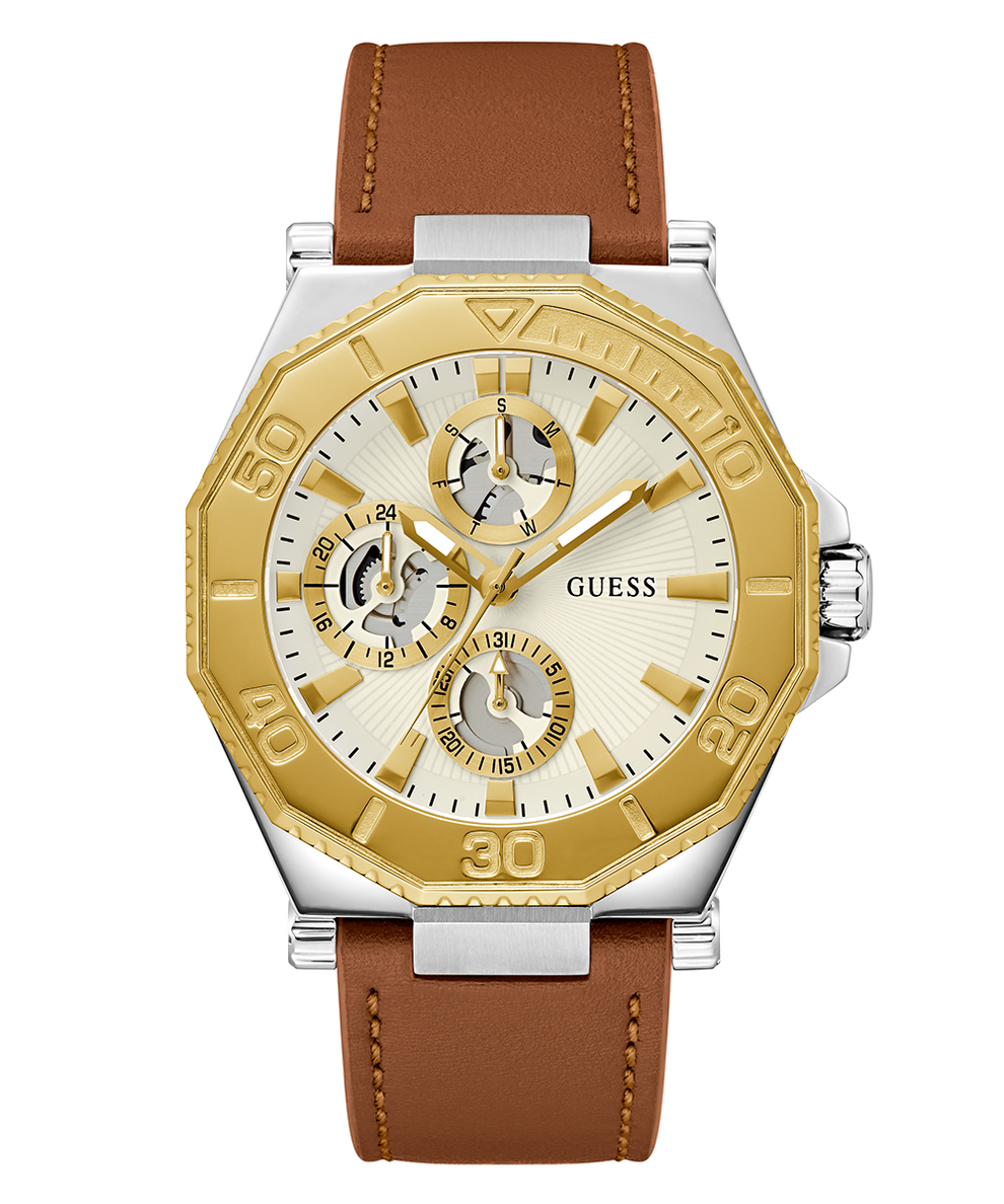 GUESS Mens Brown 2-Tone Multi-function Watch