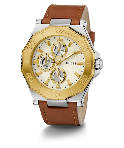 GW0704G1_ GUESS Mens Brown 2-Tone Multi-function Watch angle