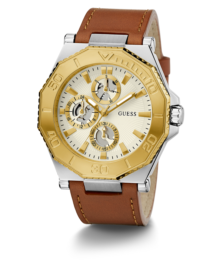 GW0704G1_ GUESS Mens Brown 2-Tone Multi-function Watch angle