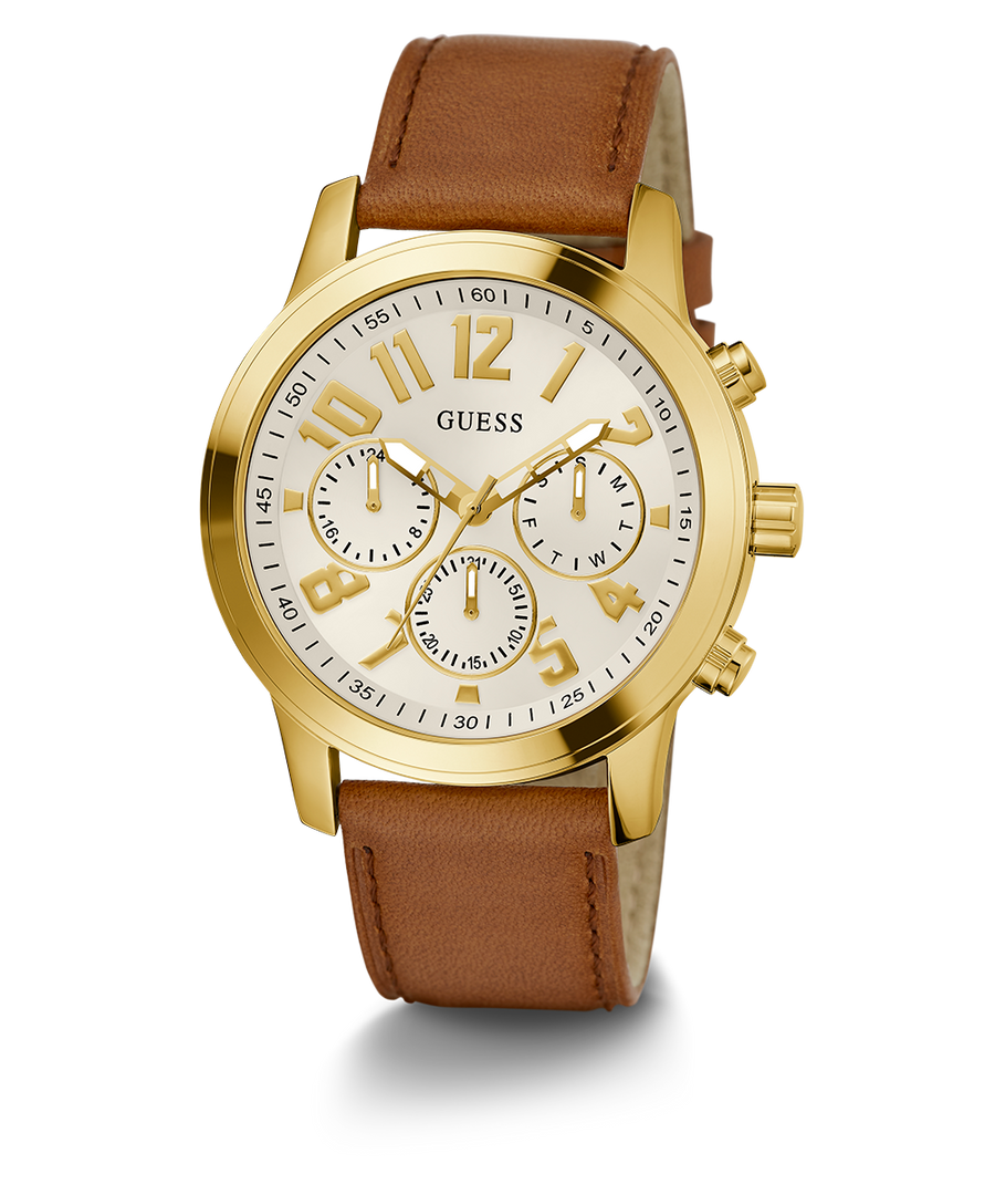 GW0709G2 GUESS Mens Brown Gold Tone Multi-function Watch angle