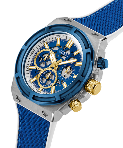 GW0713G1 GUESS Mens Blue 2-Tone Multi-function Watch lifestyle angle