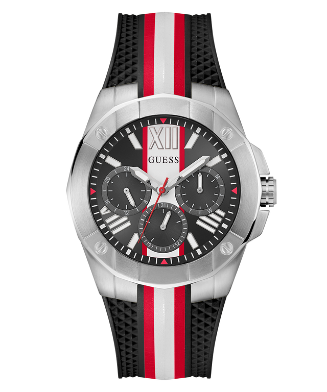 GW0716G1 GUESS Mens Black Silver Tone Multi-function Watch