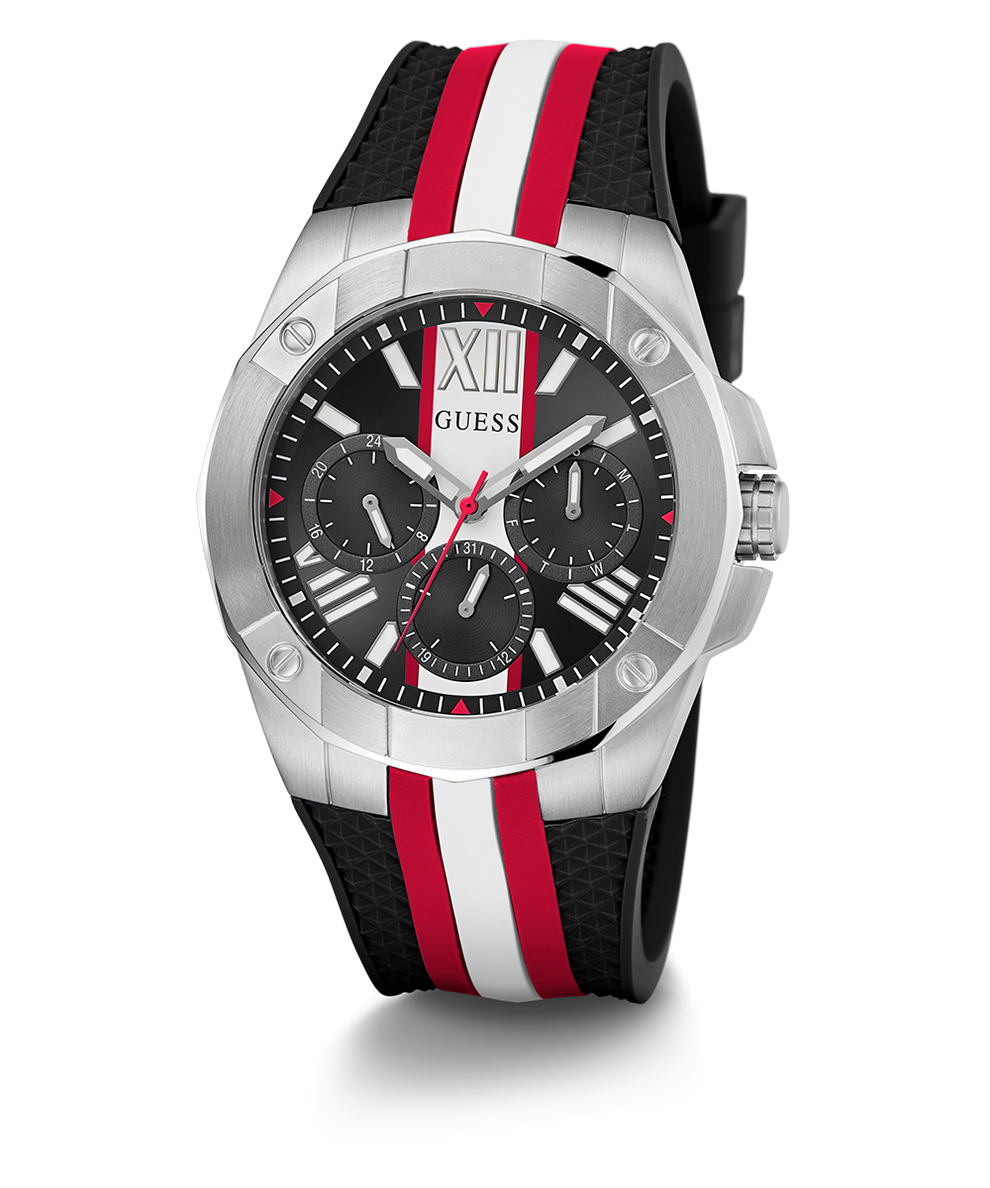 GW0716G1 GUESS Mens Black Silver Tone Multi-function Watch angle