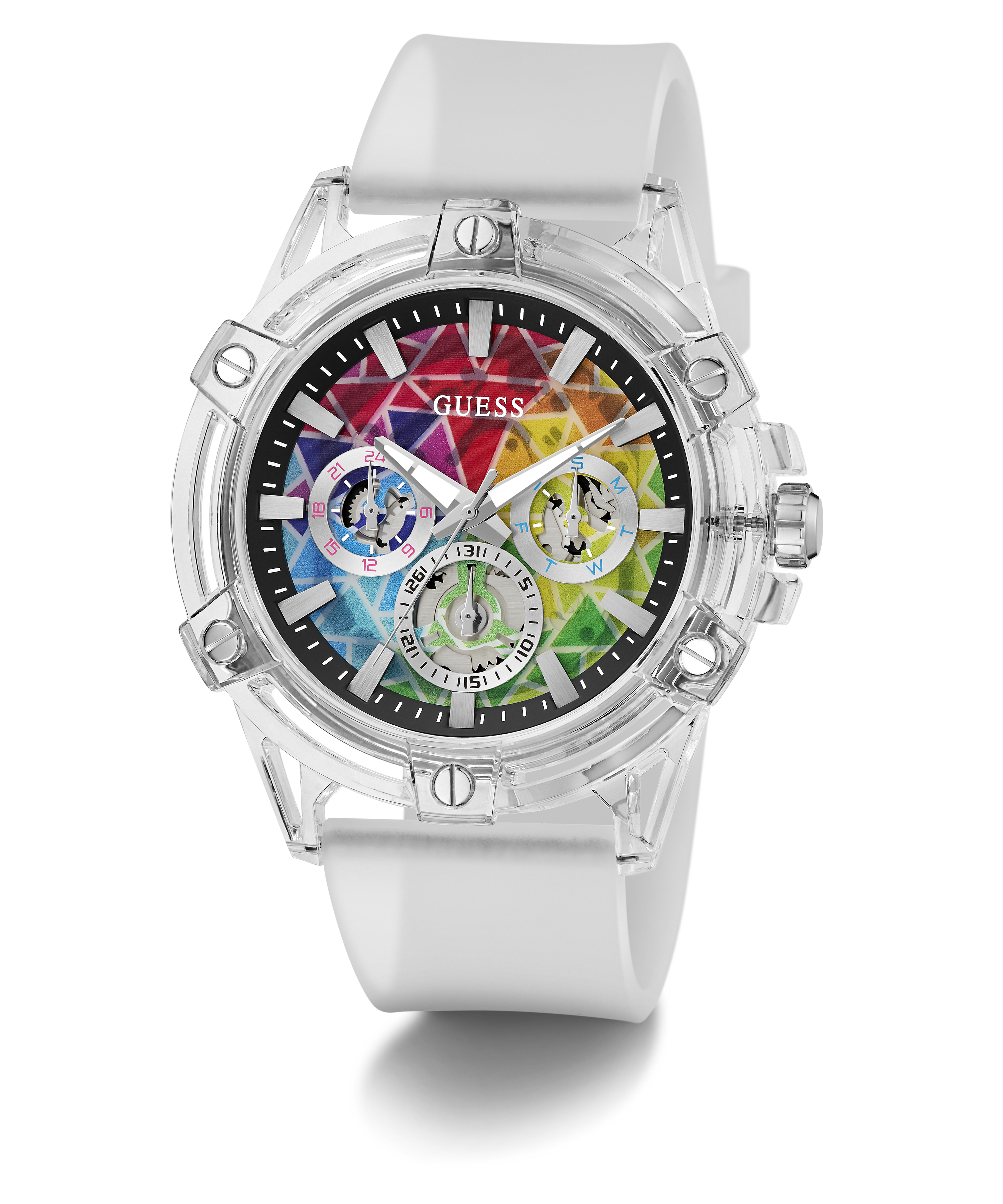 GUESS Pride Limited Edition Mens Clear Multi-function Watch  display picture 2