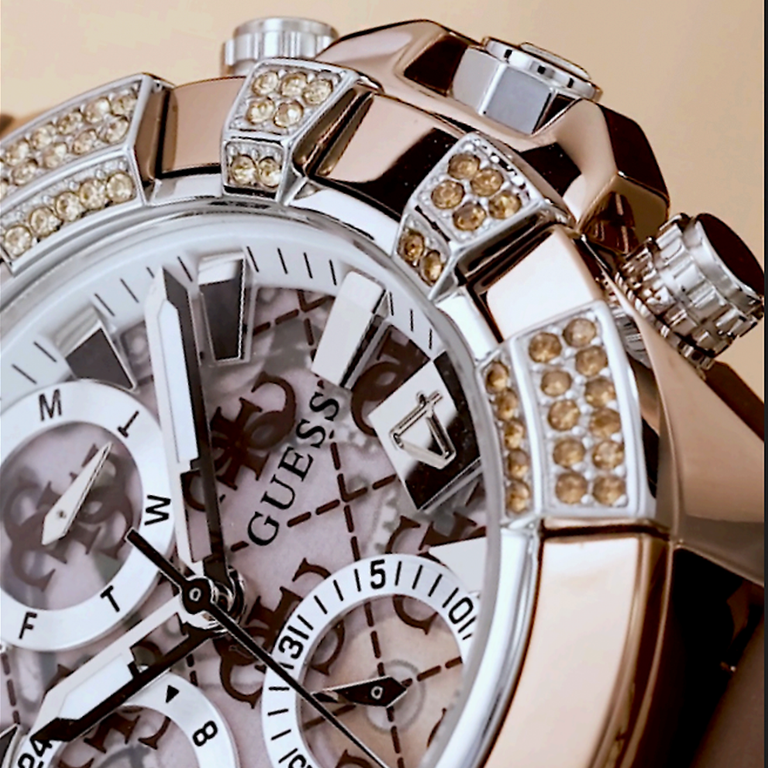 close up of guess stoned watch