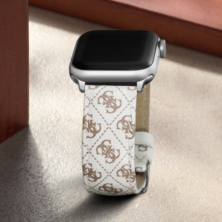 Apple watch band with guess logo pattern