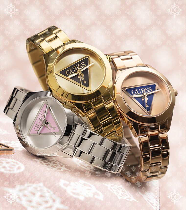 silver, gold and rose gold logo watches