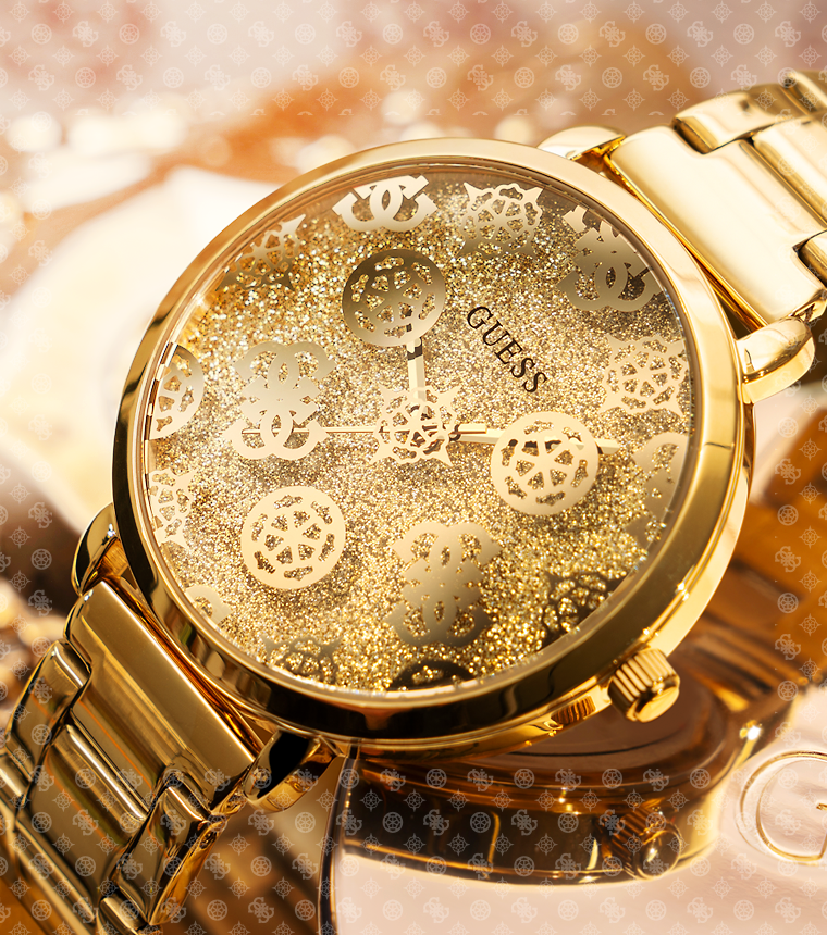 Guess Logo watch in gold with G pattern