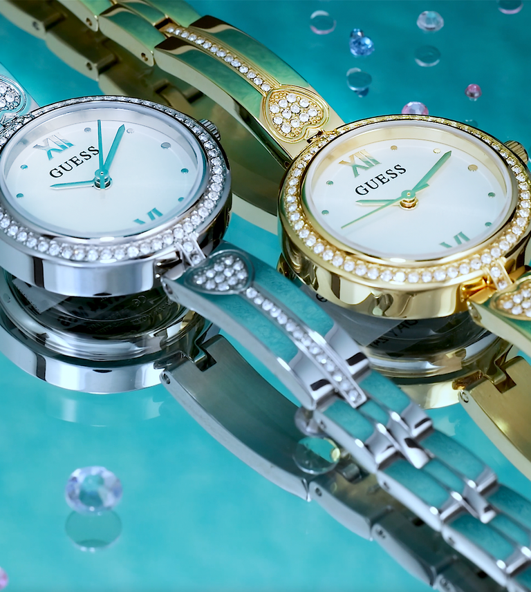 two jewelry watches with hearts