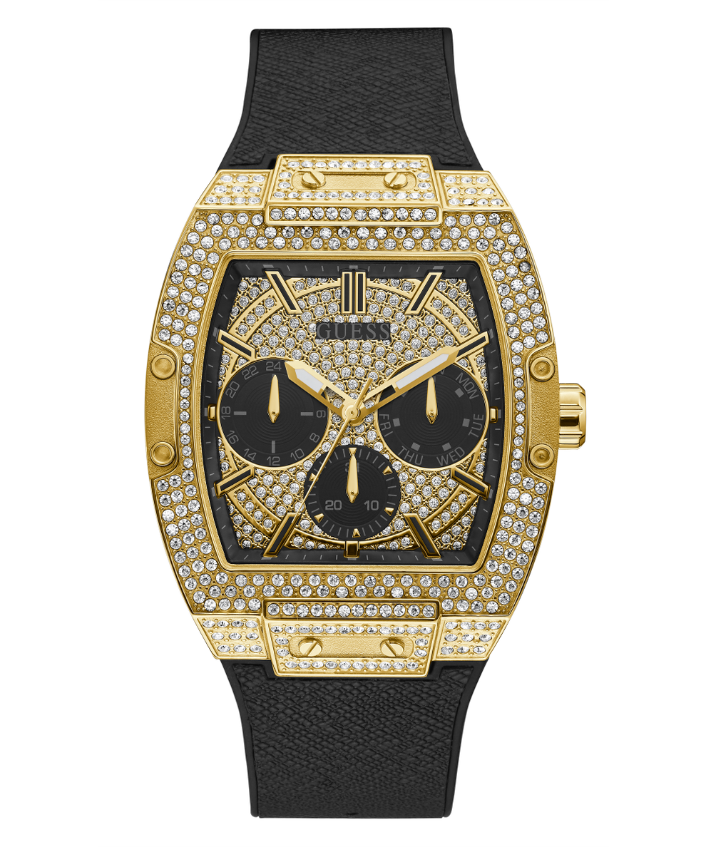GW0048G2 GUESS Mens 51mm Black & Gold-Tone Multi-function Trend Watch primary image