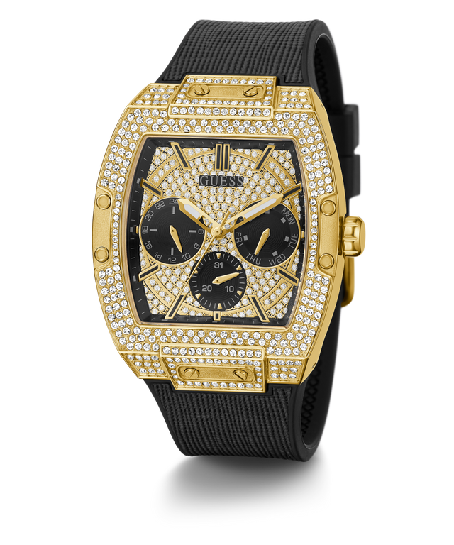 GW0048G2 GUESS Mens 51mm Black & Gold-Tone Multi-function Trend Watch alternate image