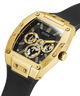 GW0202G1 GUESS Mens 41mm Black & Gold-Tone Multi-function Trend Watch caseback (with attachment) image lifestyle