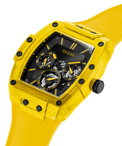 GW0203G6 GUESS Mens 45mm Yellow Multi-function Trend Watch caseback (with attachment) image lifestyle