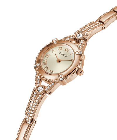 U0135L3 GUESS Ladies 22mm Rose Gold-Tone Analog Jewelry Watch caseback (with attachment) image lifestyle