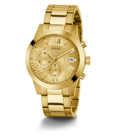 U0668G4 GUESS Mens 45mm Gold-Tone Chronograph Dress Watch alternate image