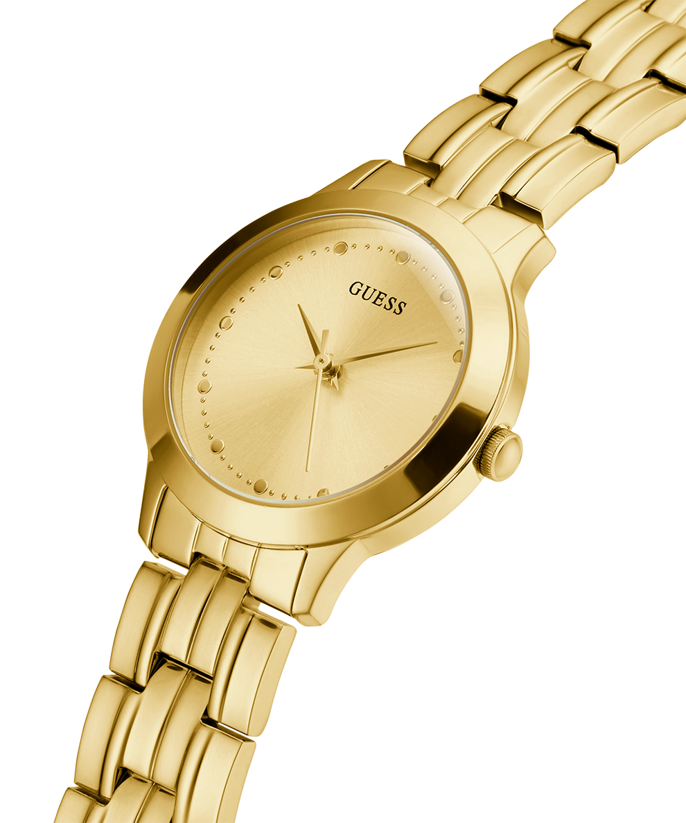 U0989L2 GUESS Ladies 30mm Gold-Tone Analog Dress Watch caseback (with attachment) image lifestyle