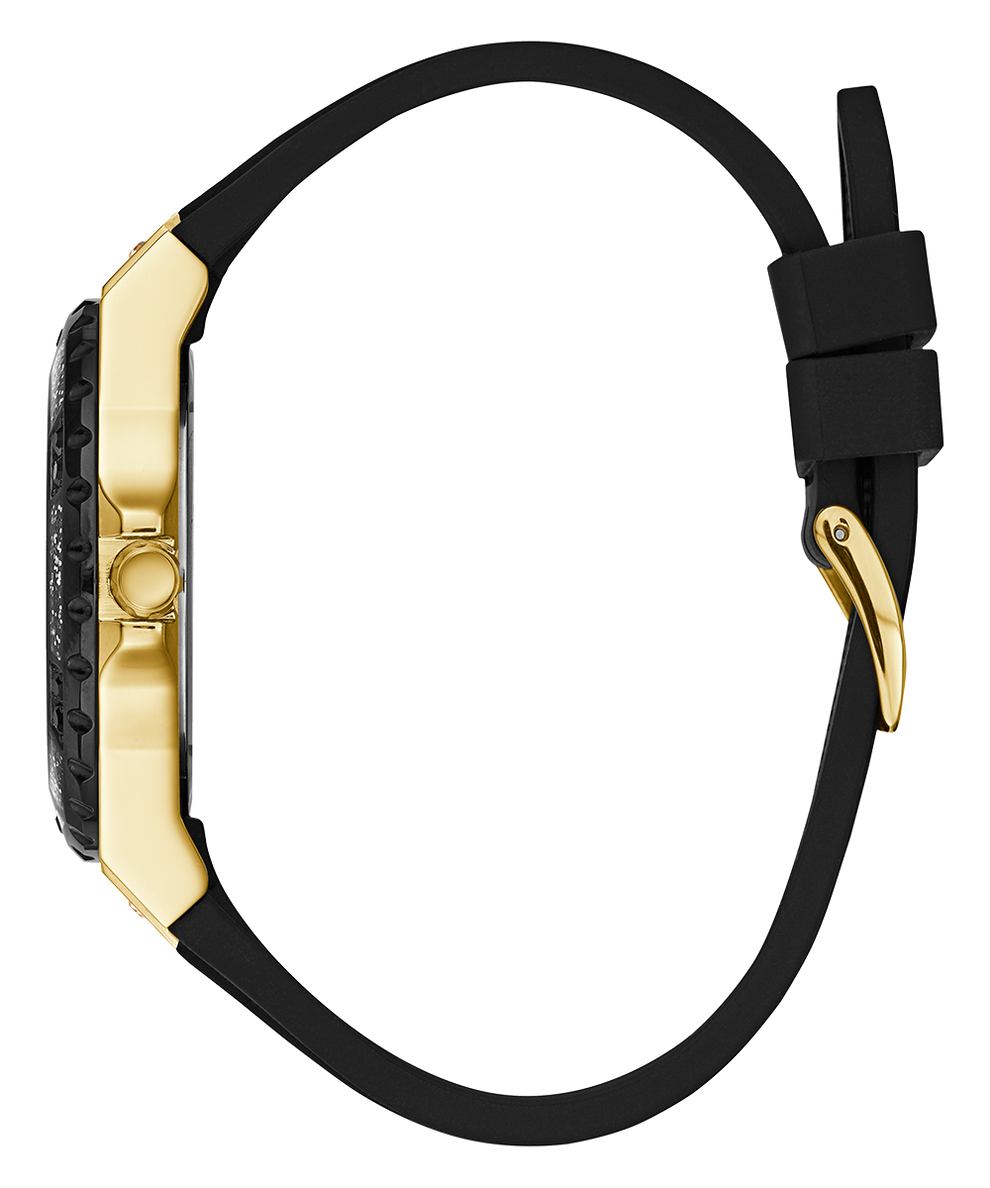 U1053L7 GUESS Ladies 39mm Black & Gold-Tone Multi-function Sport Watch profile image