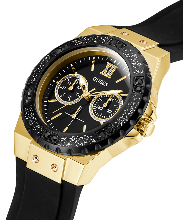 U1053L7 GUESS Ladies 39mm Black & Gold-Tone Multi-function Sport Watch caseback (with attachment) image lifestyle