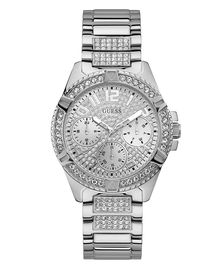 U1156L1 GUESS Ladies 40mm Silver-Tone Multi-function Sport Watch primary image