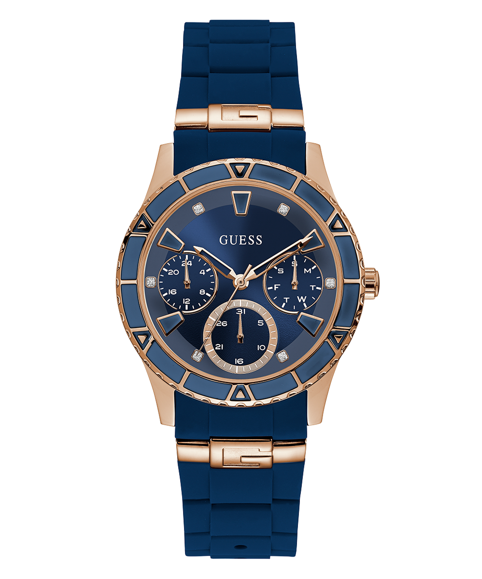 U1157L3 GUESS Ladies 38mm Blue & Rose Gold-Tone Multi-function Sport Watch primary image