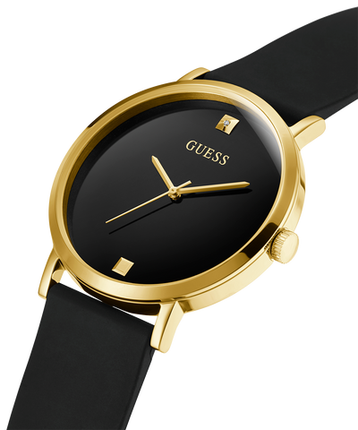 U1264G1 GUESS Mens 44mm Black & Gold-Tone Analog Dress Watch caseback (with attachment) image lifestyle