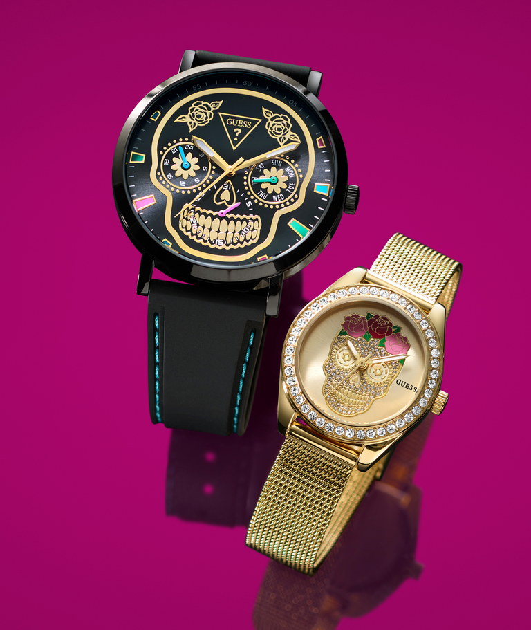 Two limited edition day of the dead GUESS watches