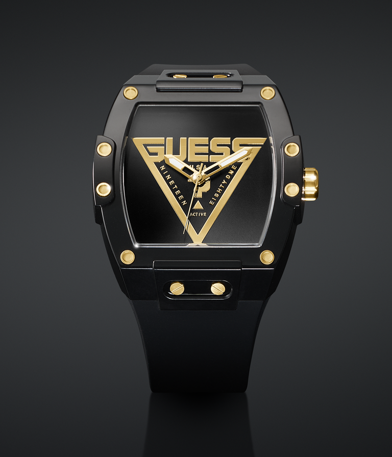 mens signature watch with gold logo