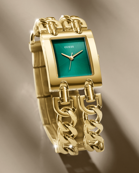 腕時計 ゲス GUESS GW0320L5 GUESS Ladies Sport Multifunction Glitz with Crystals 36mm Watch ? Black Dial GUESS Ladies Gold Tone Multi-function Watch - GW0320L5 | GUESS