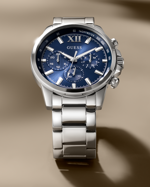 GW0900G4 Mens silver dress watch with blue dial
