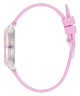 Pink watch with a strap on a white background