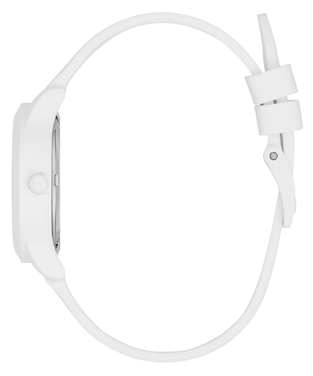 White watch with a strap on a white background